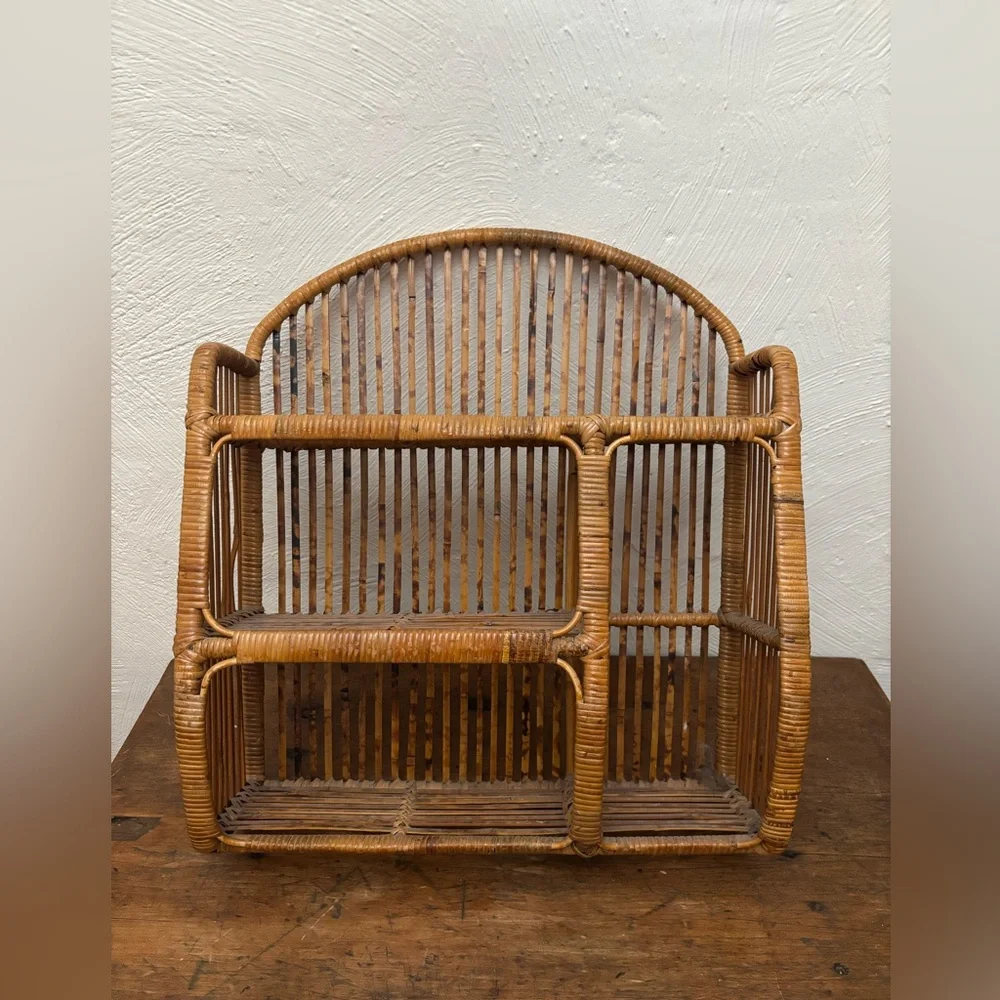 Vintage Tortoise Shell Bamboo Wall Shelf